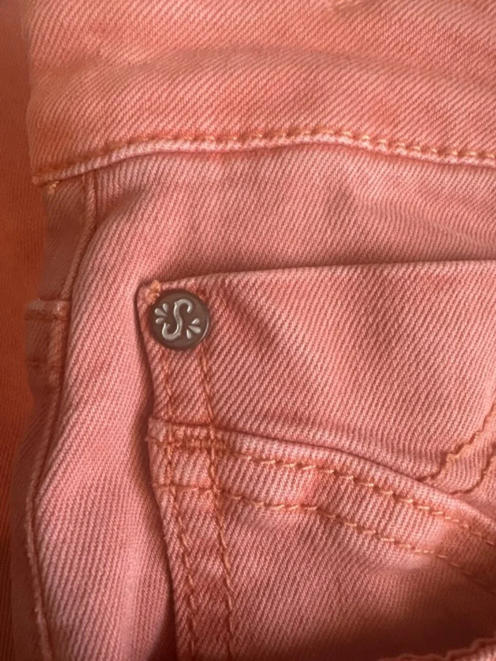 Shyanne Womens Jeans Sz 32 Peach Flare Leg Tulip-Pocket Boho Hippie Festival - Picture 12 of 14
